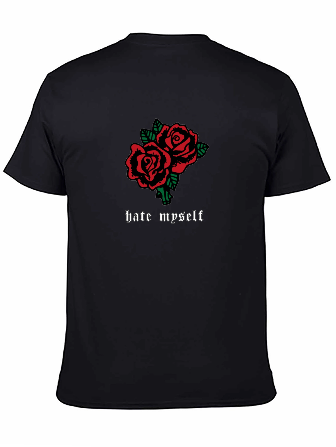 Hate Myself Rose Graphic Black T-Shirt