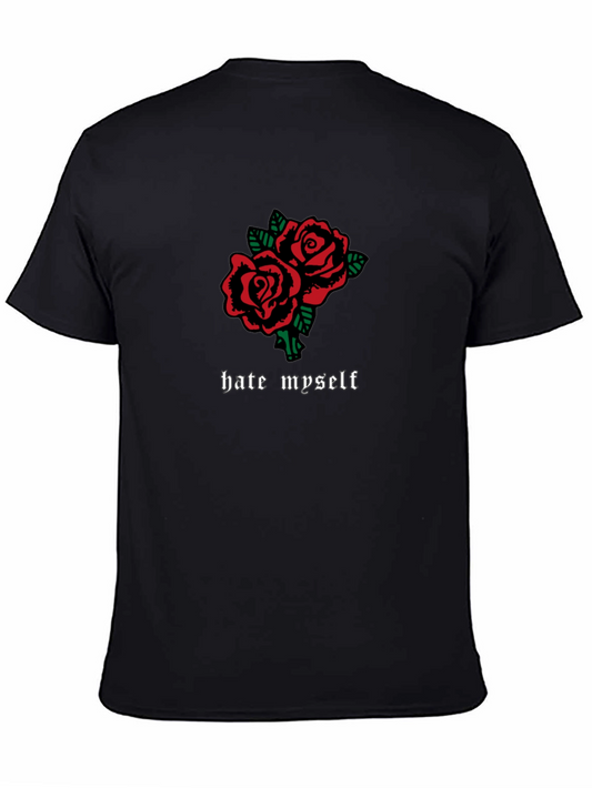 Hate Myself Rose Graphic Black T-Shirt