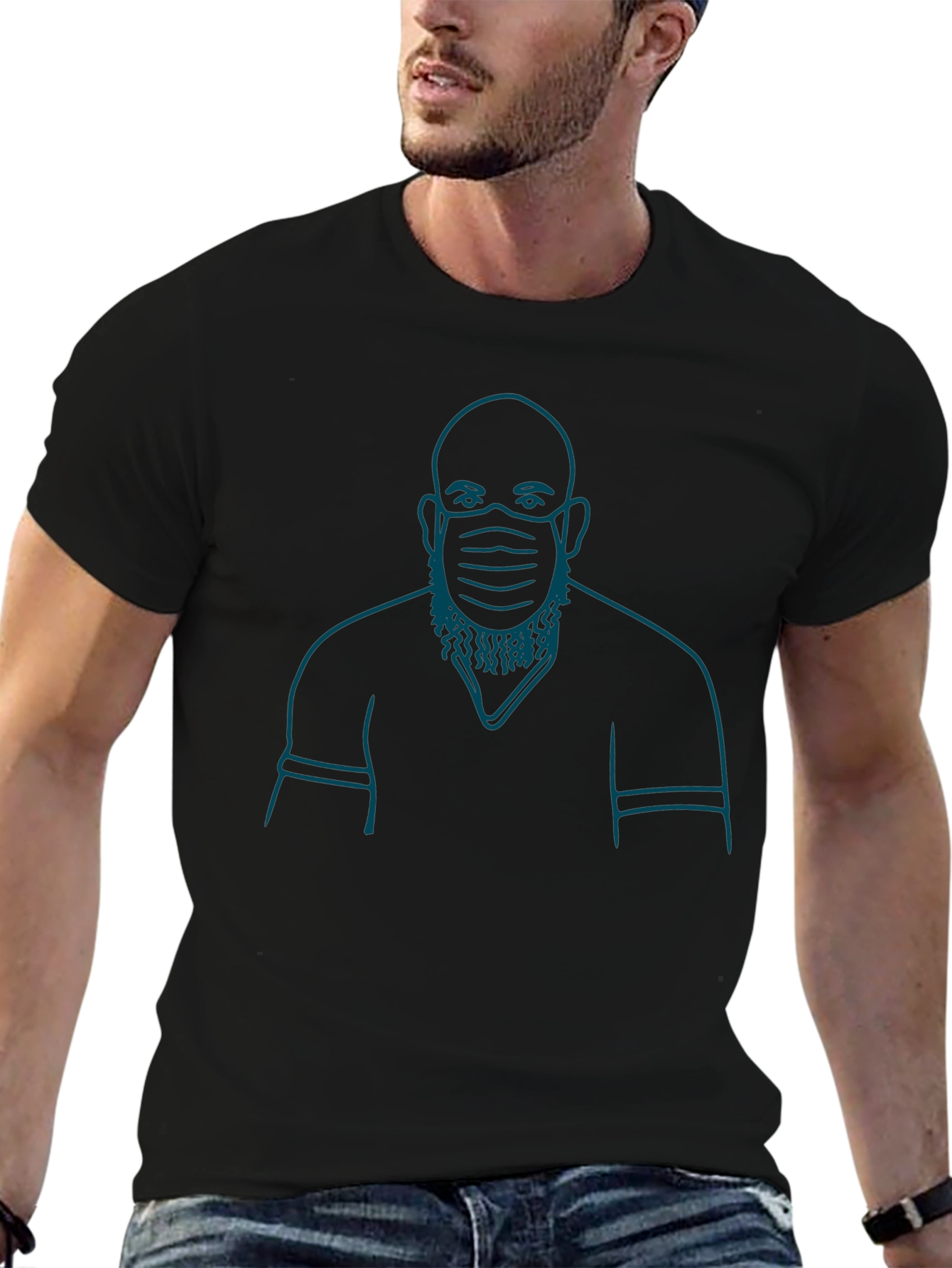 Masked Man Graphic T-Shirt - Black