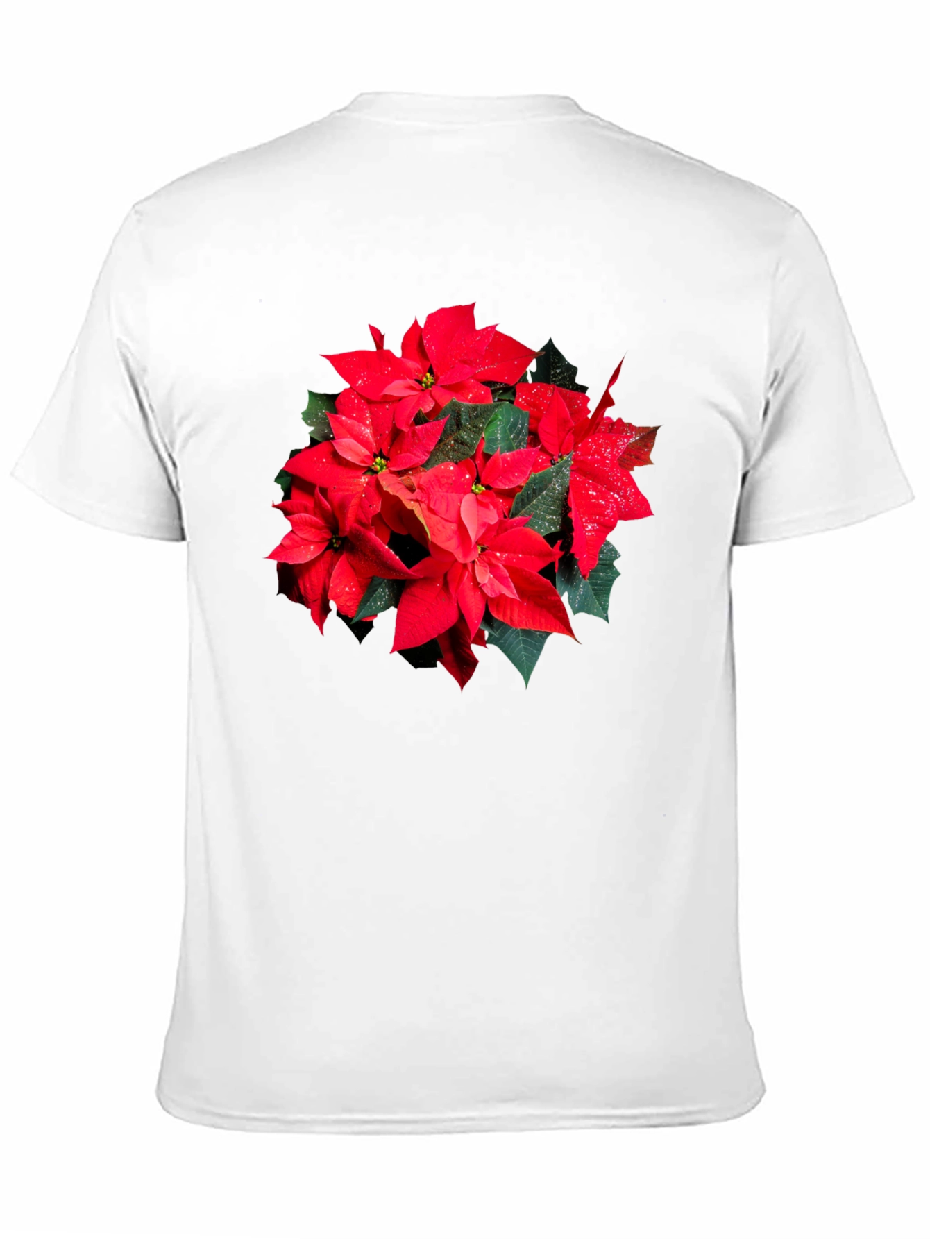 Poinsettia Flower Graphic Black T-Shirt
