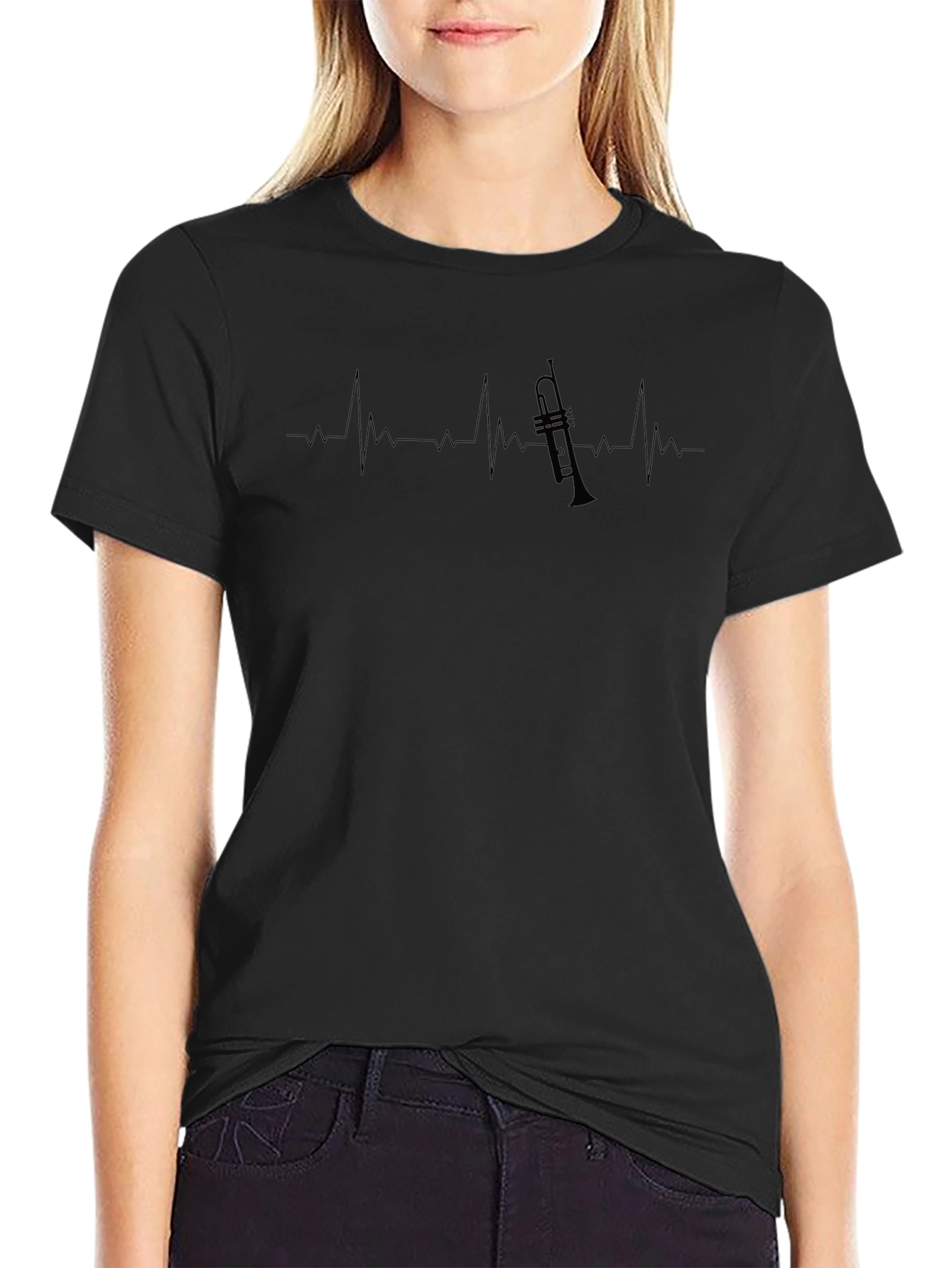 Trumpet Heartbeat Graphic T-Shirt - Music Lover Tee