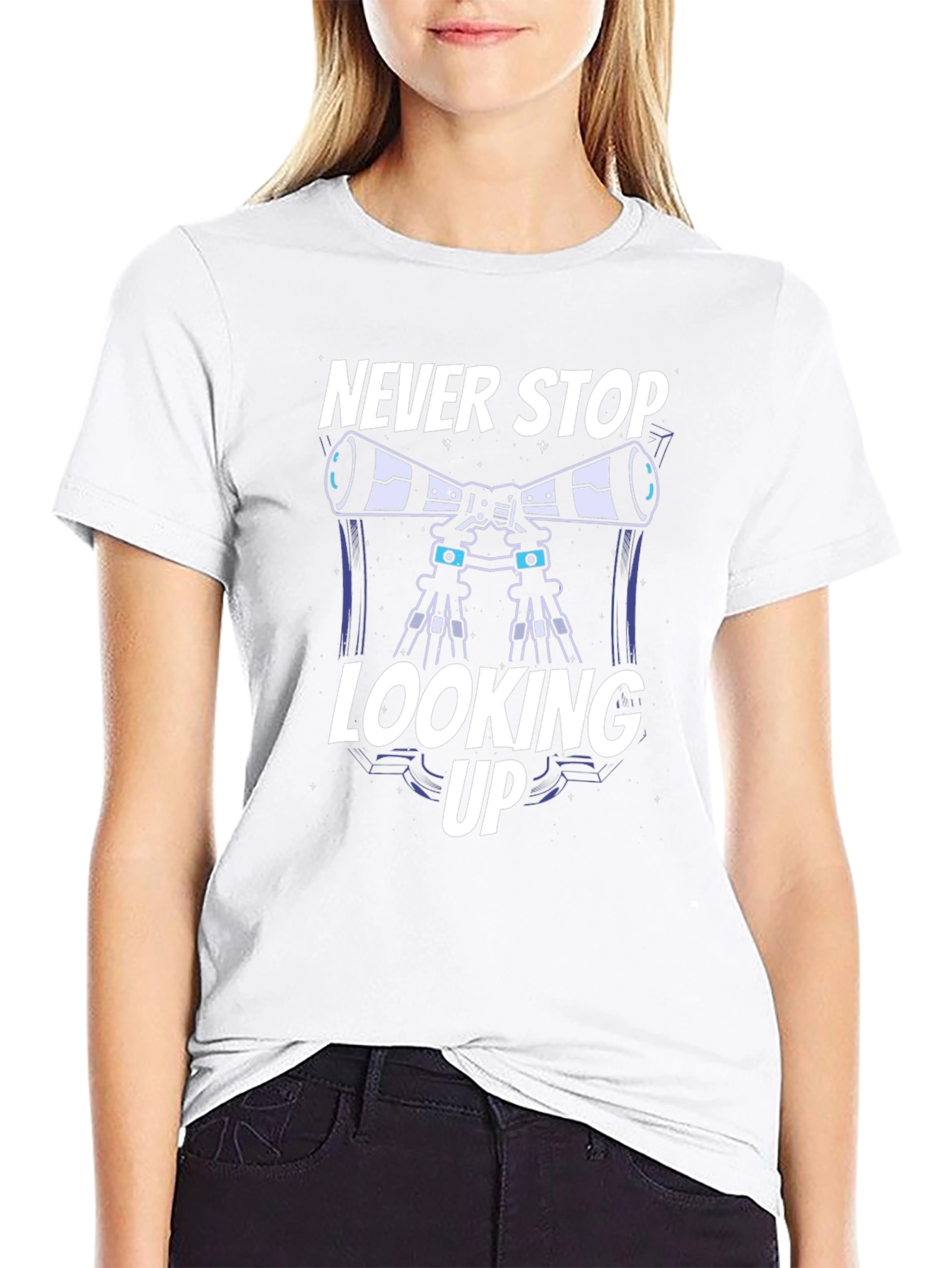 Never Stop Looking Up Telescope T-Shirt