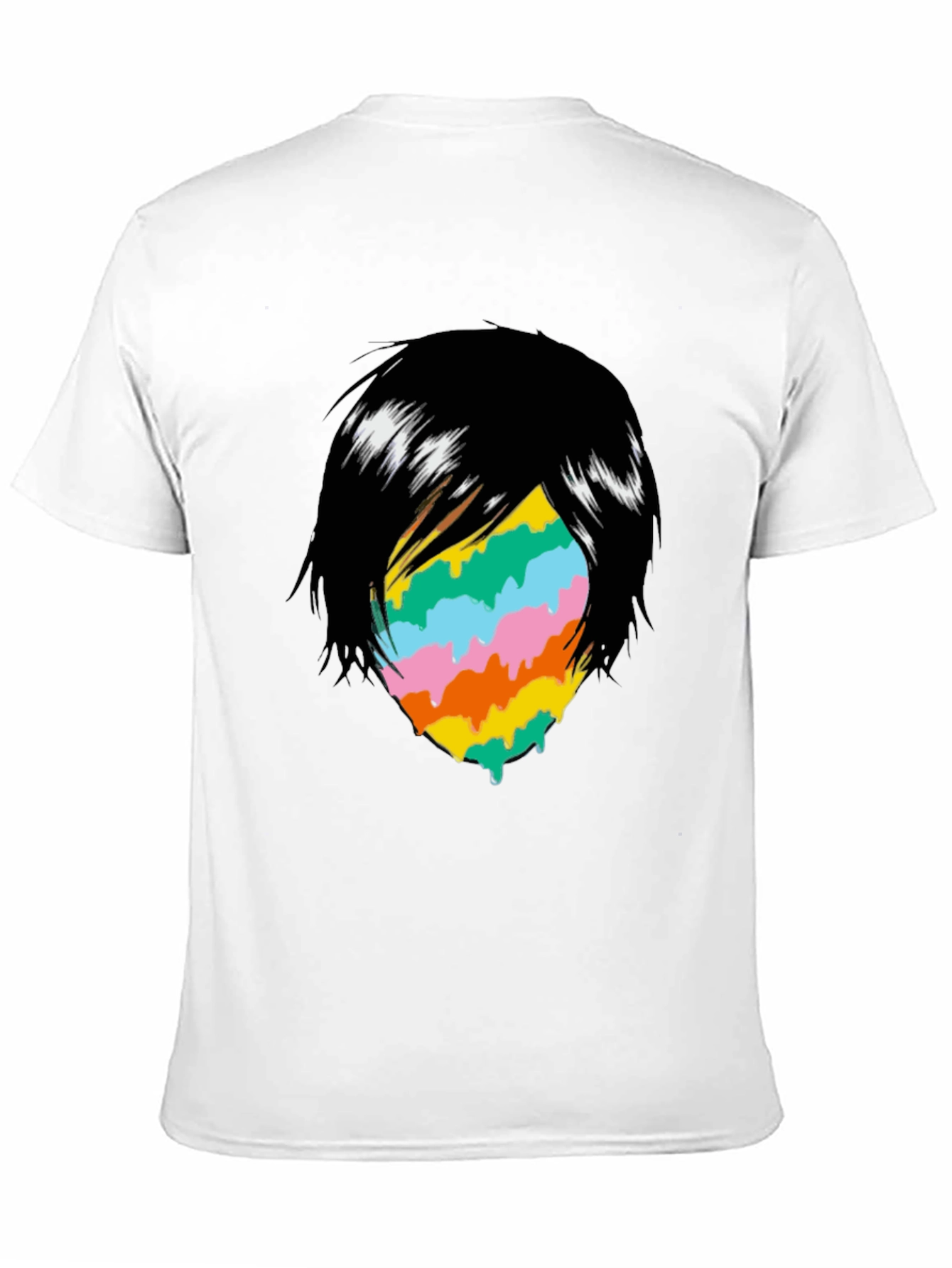 Melting Rainbow Face Graphic T-Shirt