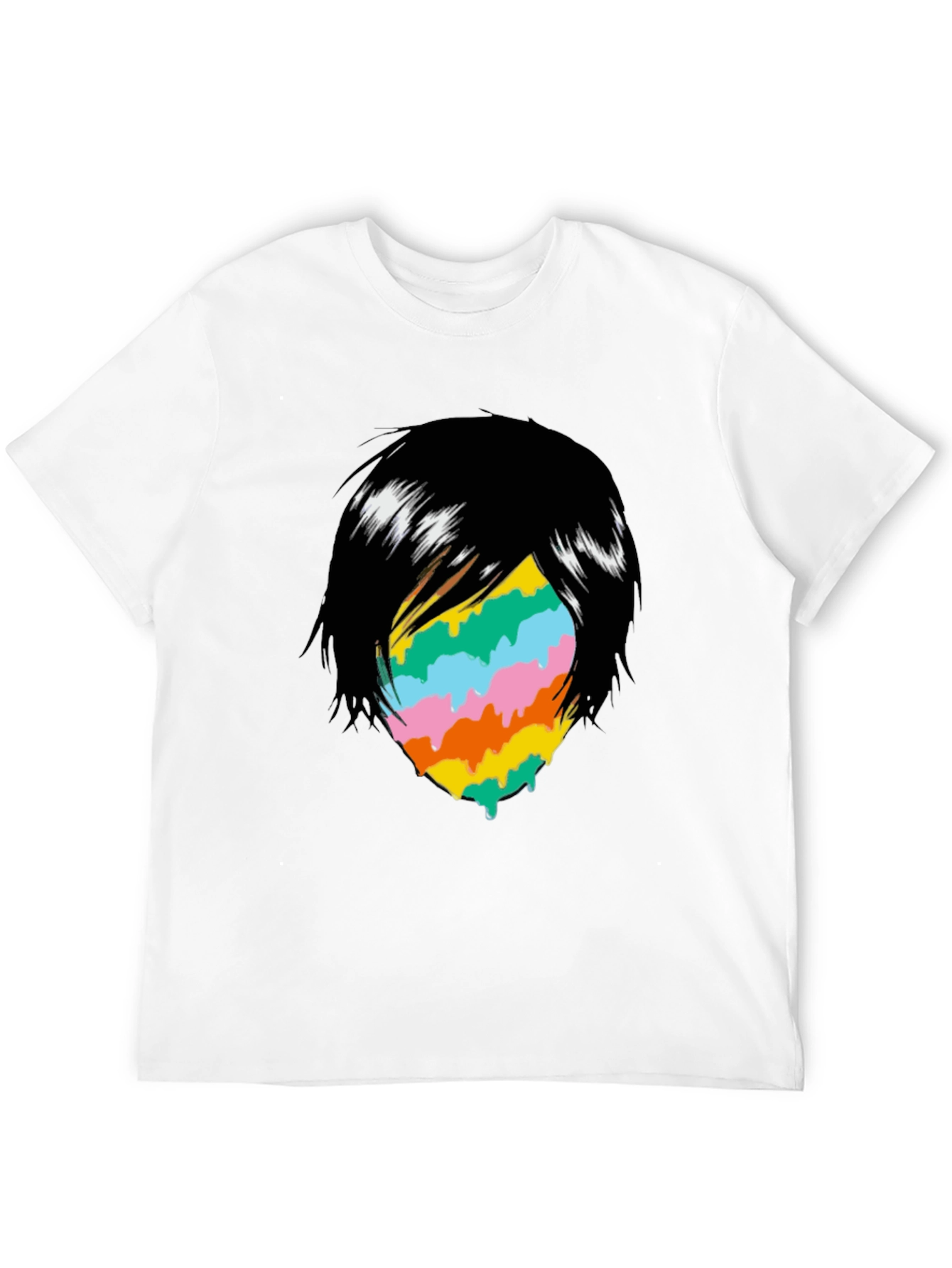Melting Rainbow Face Graphic T-Shirt