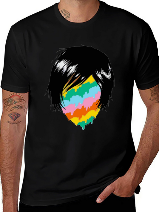 Melting Rainbow Face Graphic T-Shirt