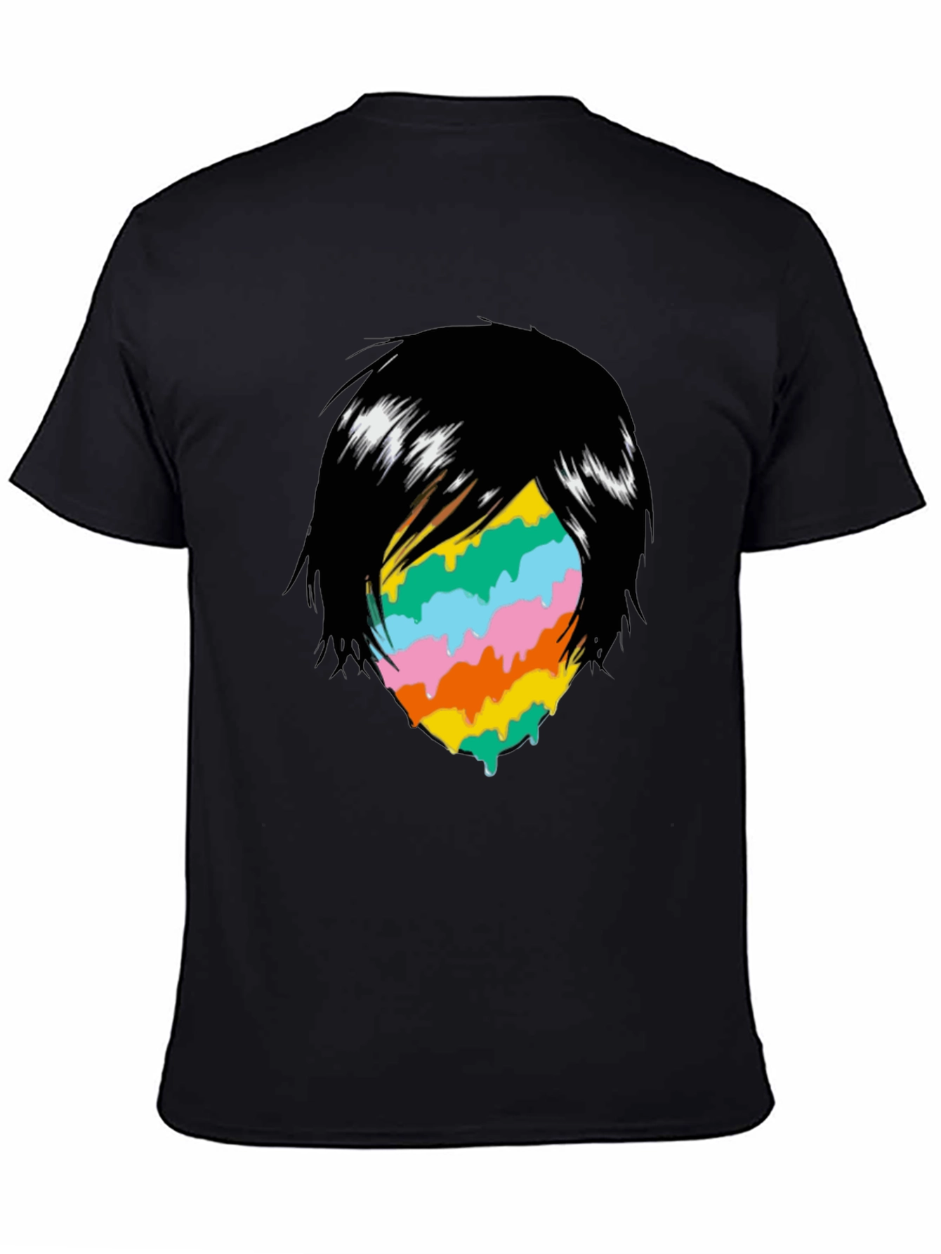 Melting Rainbow Face Graphic T-Shirt