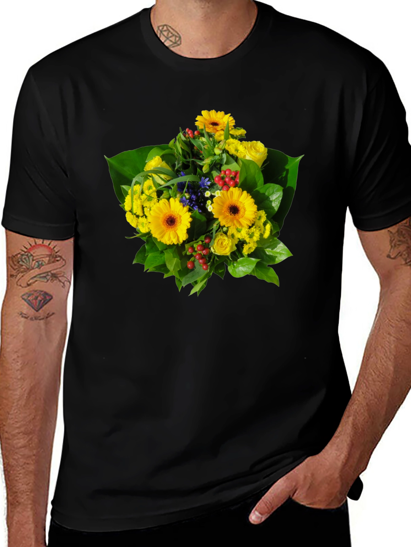 Floral Bouquet Graphic Tee - Vibrant & Stylish