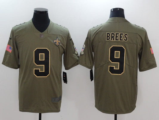 Men's New Orleans Saints Drew Brees #9 Brown Game Jerseys