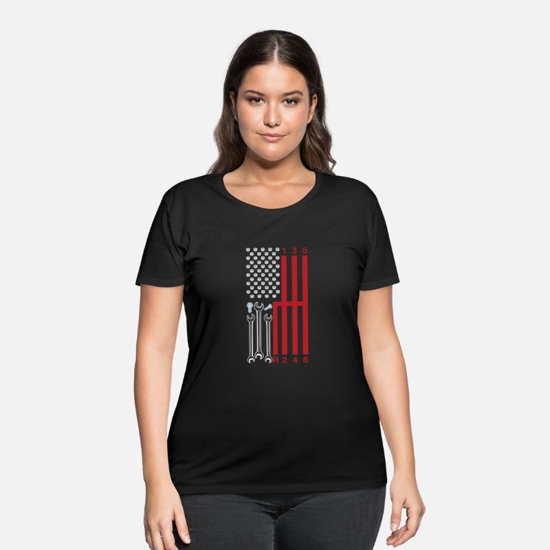 Car Mechanic Shifting Gear American Flag Drag