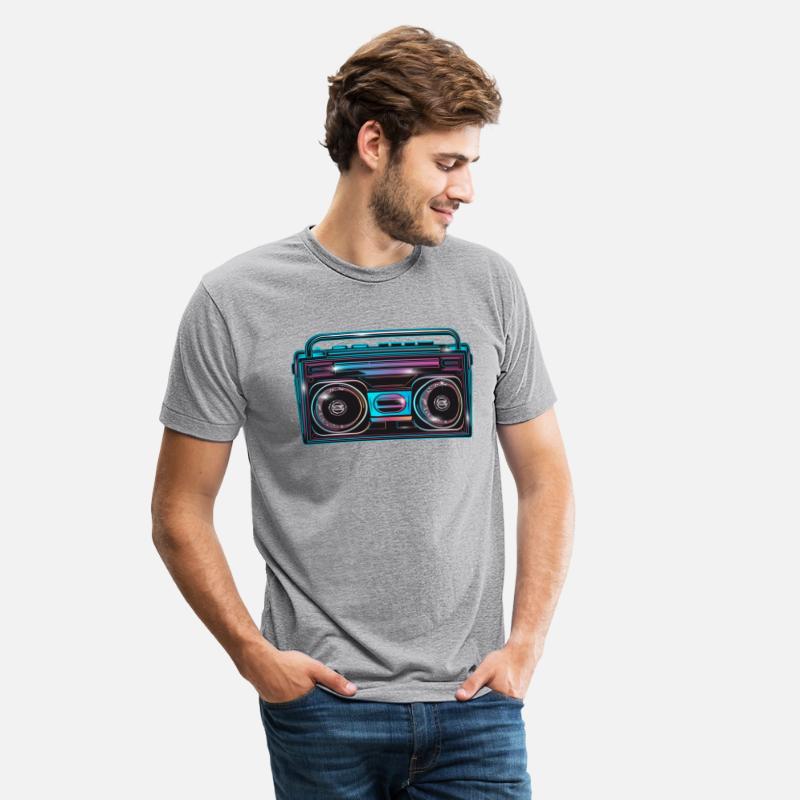 Cassette recorder in a bright 80s neon look