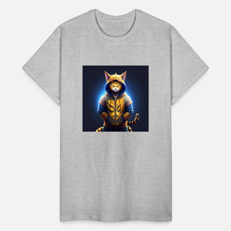 Cat wearing geta oodie standing evil look full bod