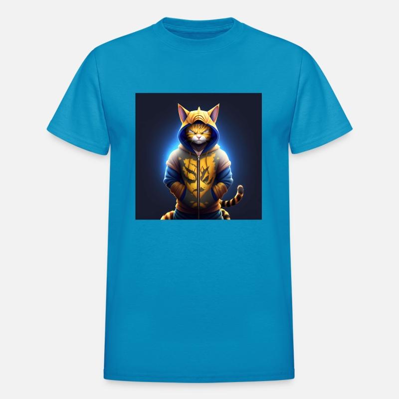 Cat wearing geta oodie standing evil look full bod