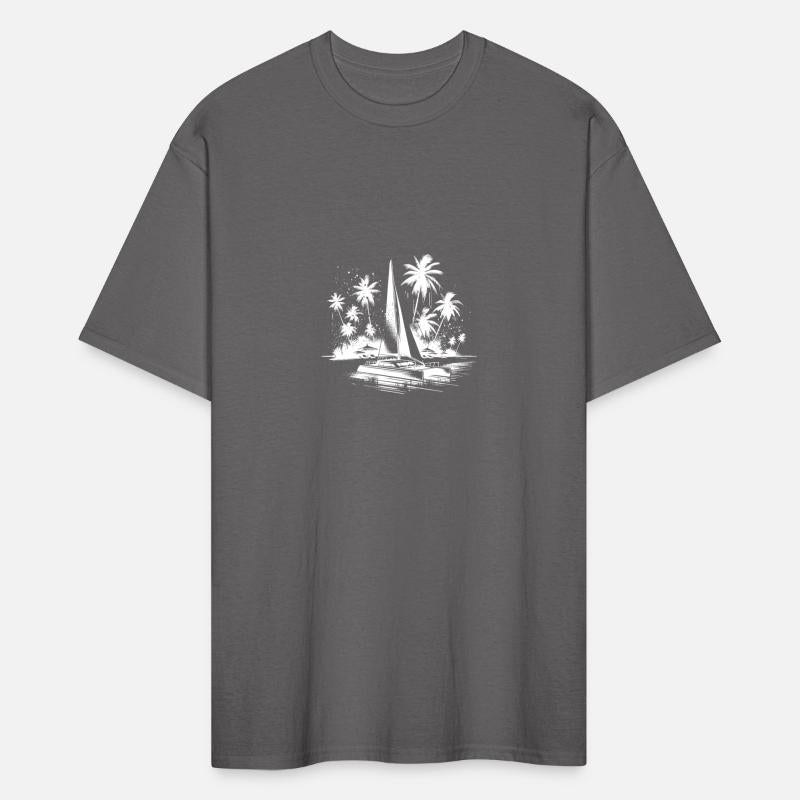Catamaran Sailing Boat With Palm Trees