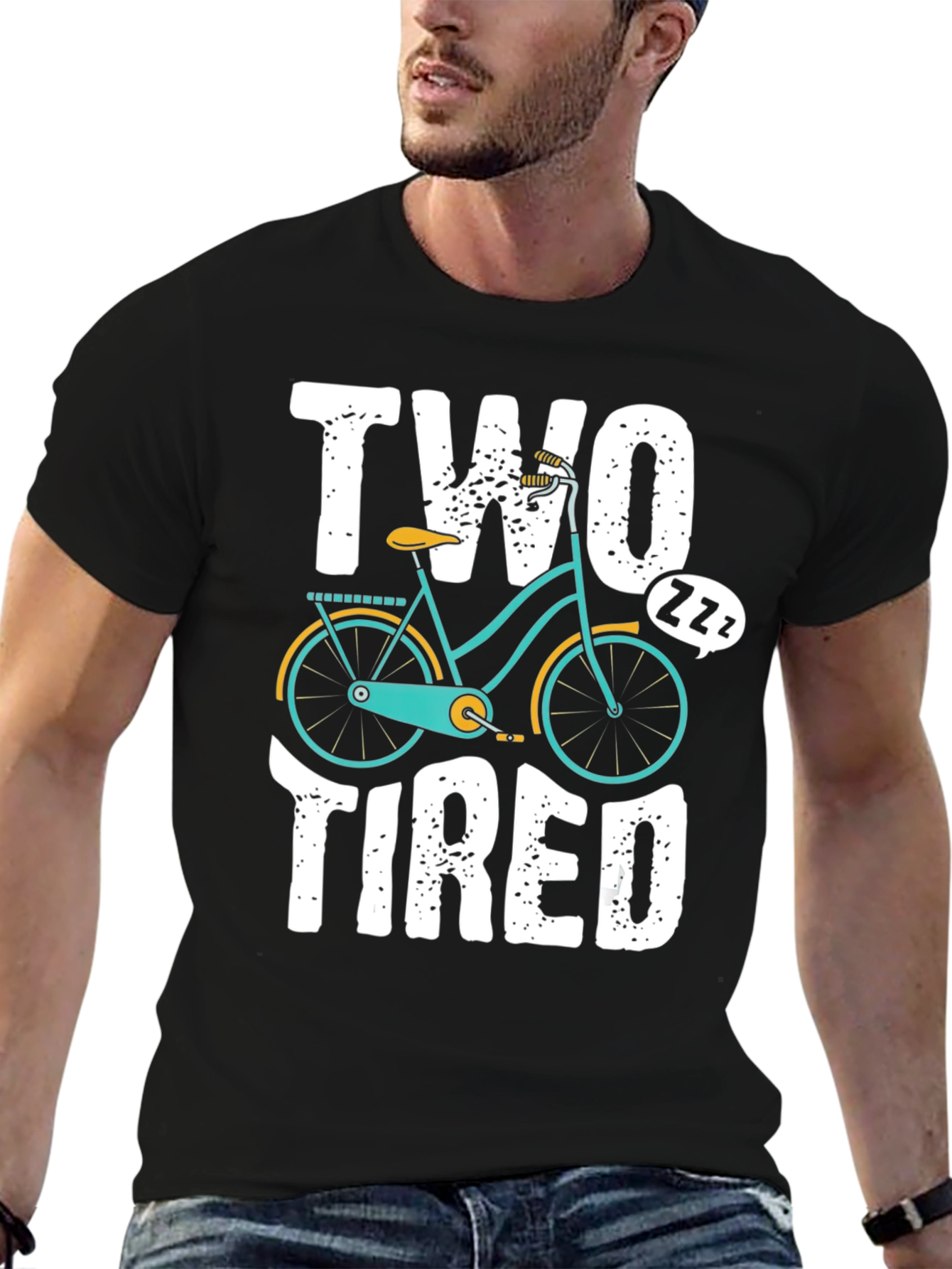 Two Tired Funny Bicycle Graphic T-Shirt
