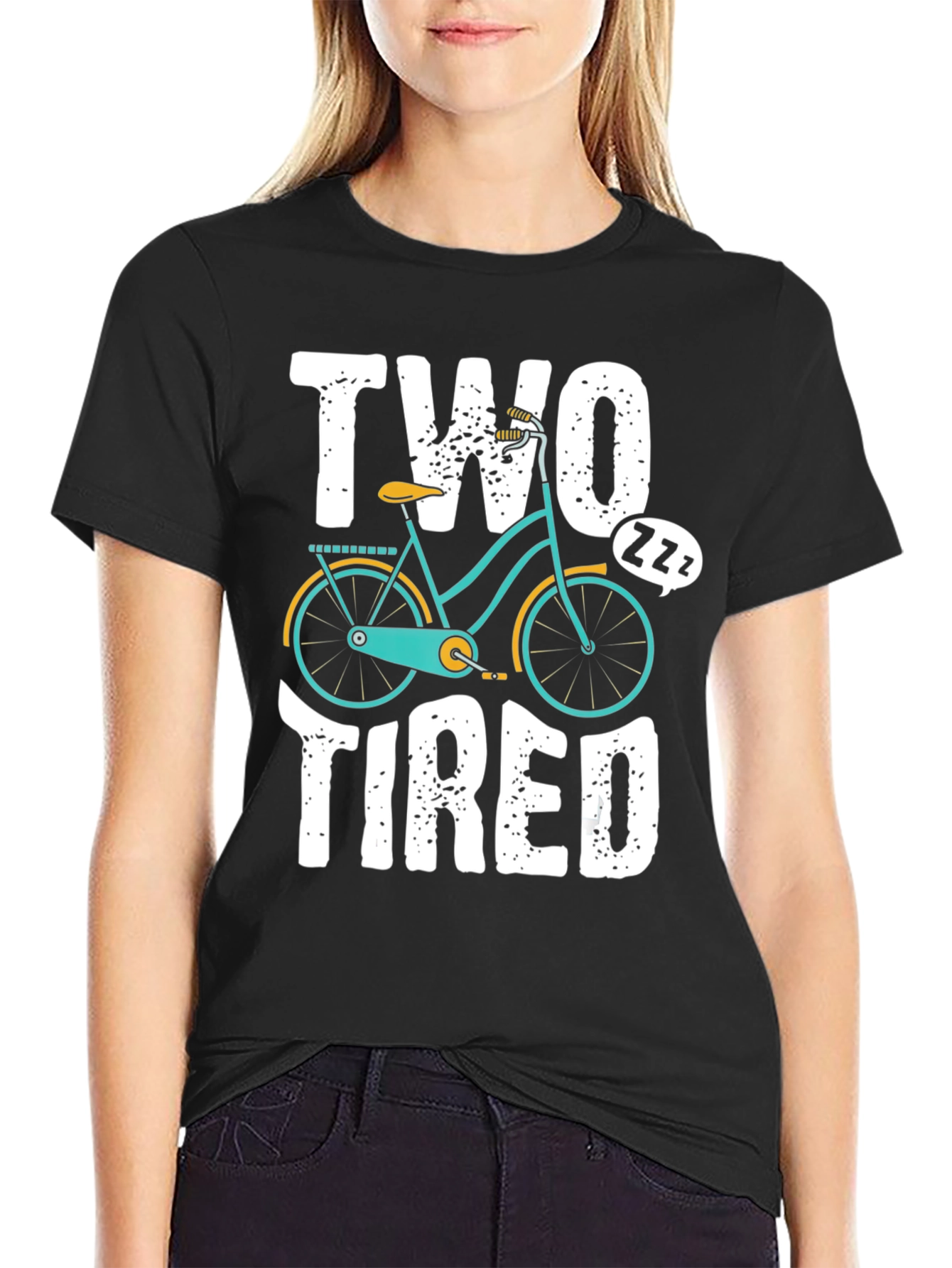 Two Tired Funny Bicycle Graphic T-Shirt