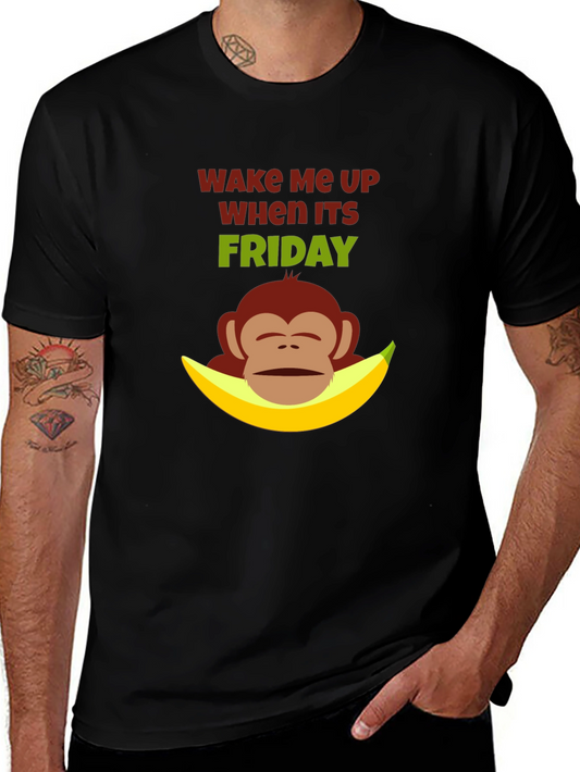 Wake Me Up Friday Graphic Tee - Funny Monkey Banana Shirt
