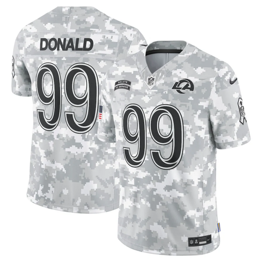 Men's Los Angeles Rams Aaron Donald #99 Arctic Camo 2024 Salute to Service Retired Player Limited Jerseys