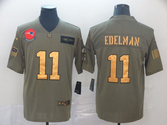 Men's New England Patriots Julian Edelman #11 Brown Game Player Jerseys