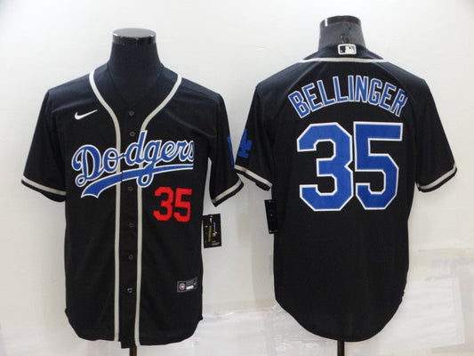Men's Los Angeles Dodgers Cody Bellinger #35 Black Game Player Jerseys
