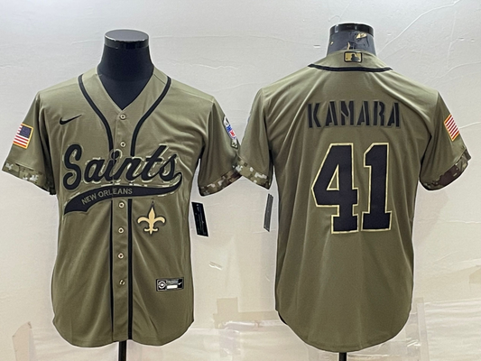Men's New Orleans Saints Alvin Kamara #41 Olive 2022 Salute To Service Retired Player Limited Jerseys Joint Edition