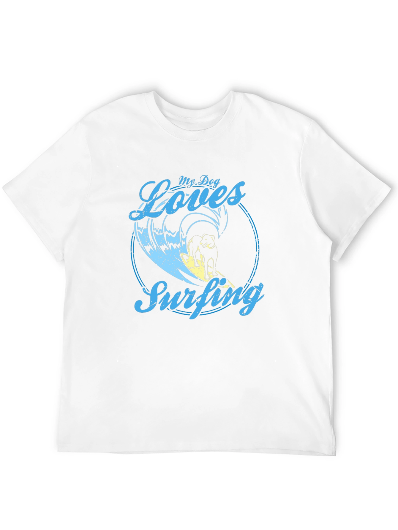 Dog Surfing Graphic Tee -  Cool Dog Lover Shirt