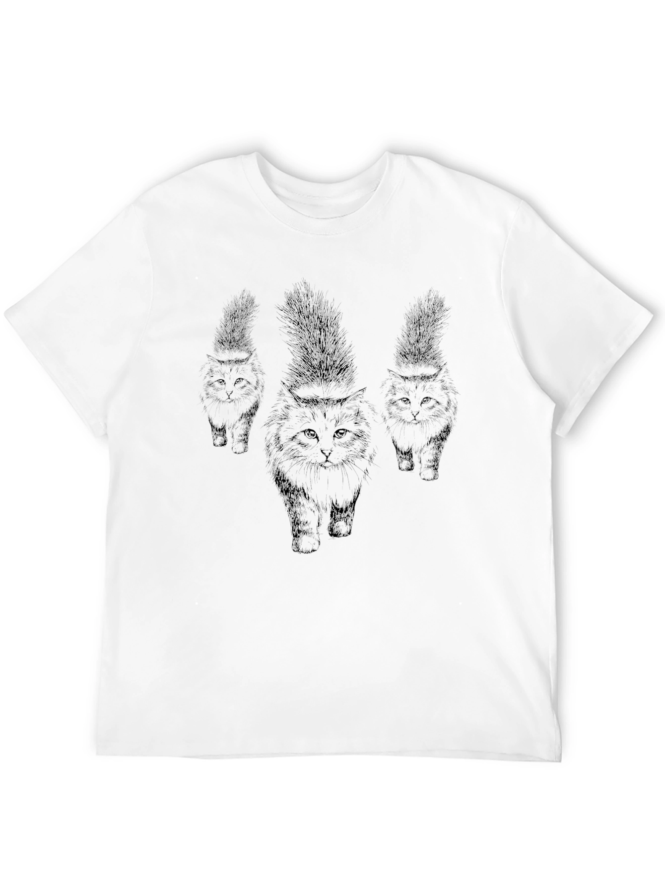 Mens Black Cat Print T-Shirt