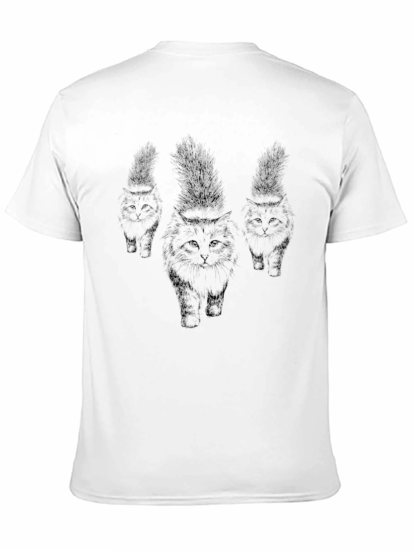 Mens Black Cat Print T-Shirt