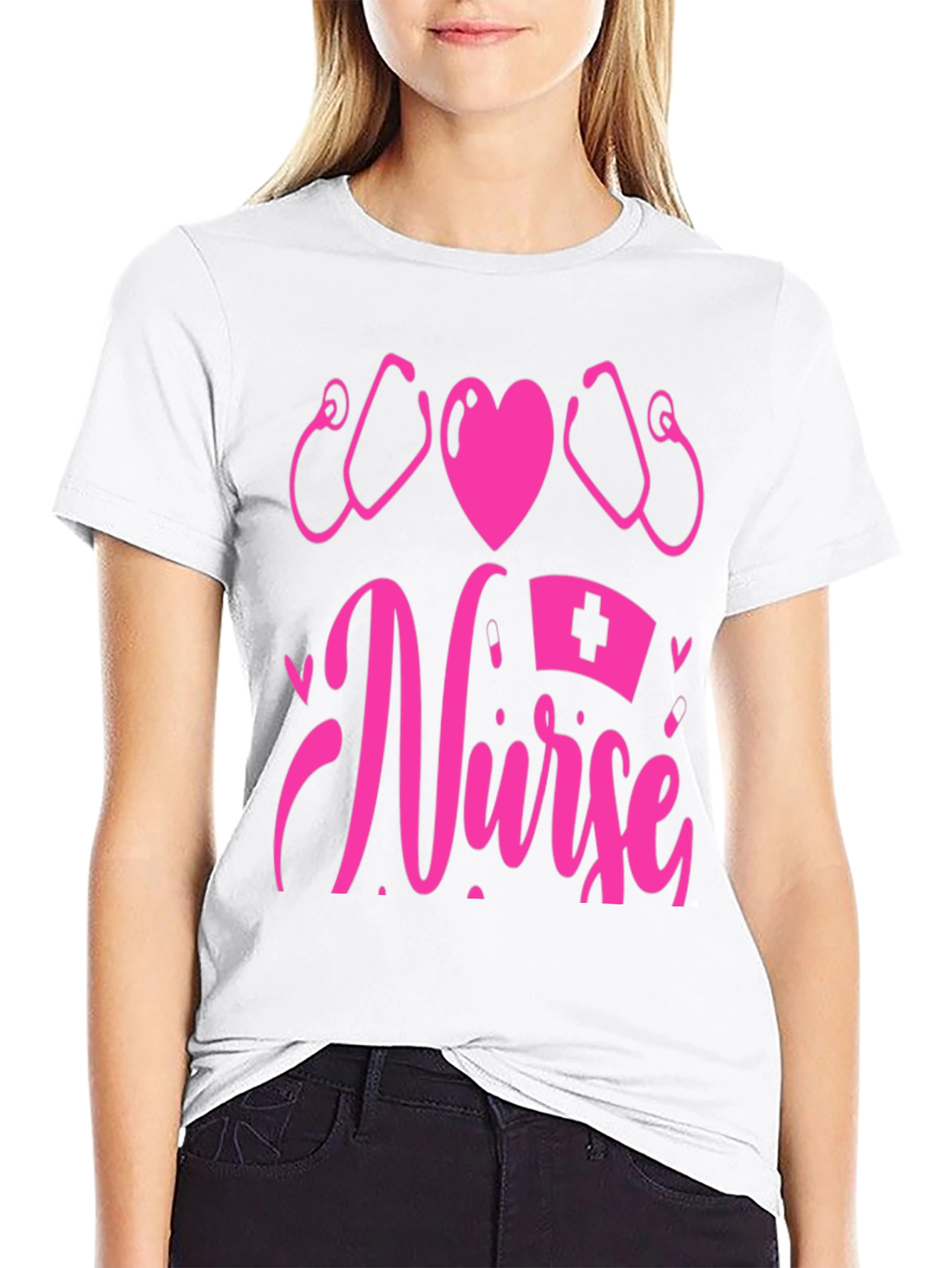 Nurse Graphic T-Shirt - Heart & Stethoscope