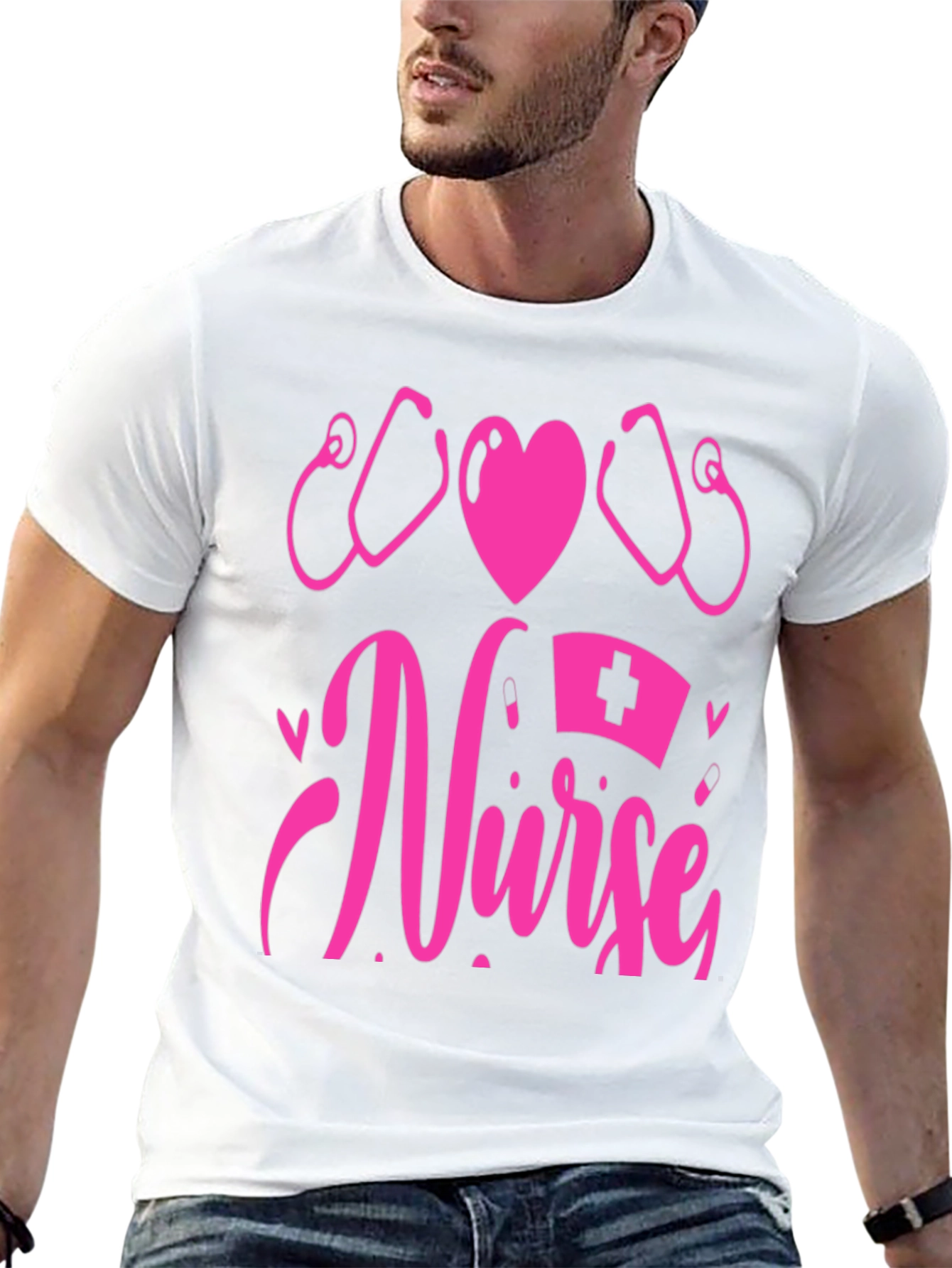 Nurse Graphic T-Shirt - Heart & Stethoscope