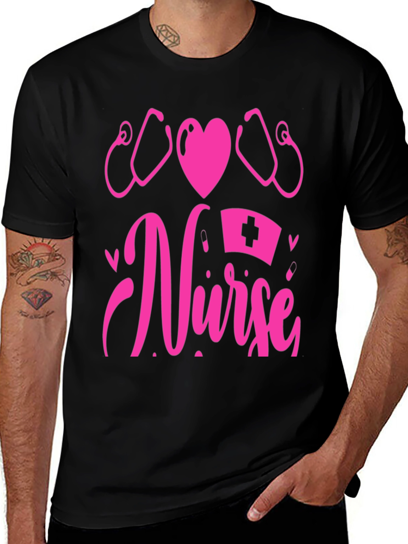 Nurse Graphic T-Shirt - Heart & Stethoscope