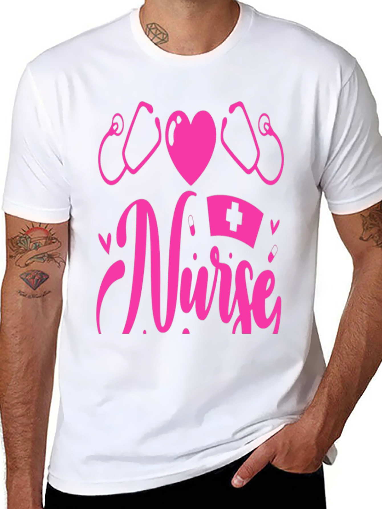 Nurse Graphic T-Shirt - Heart & Stethoscope