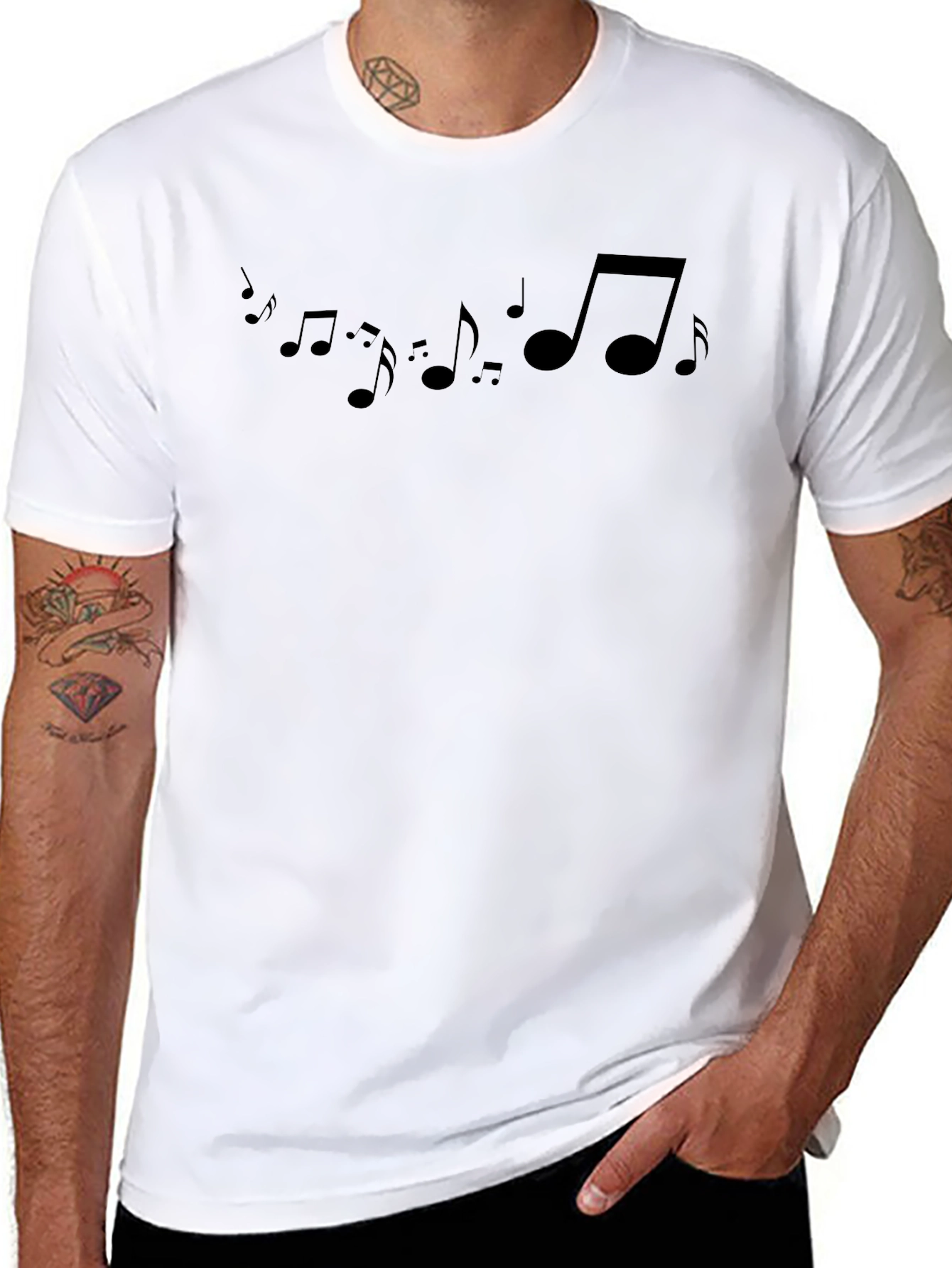 Musical Notes Graphic Black T-Shirt