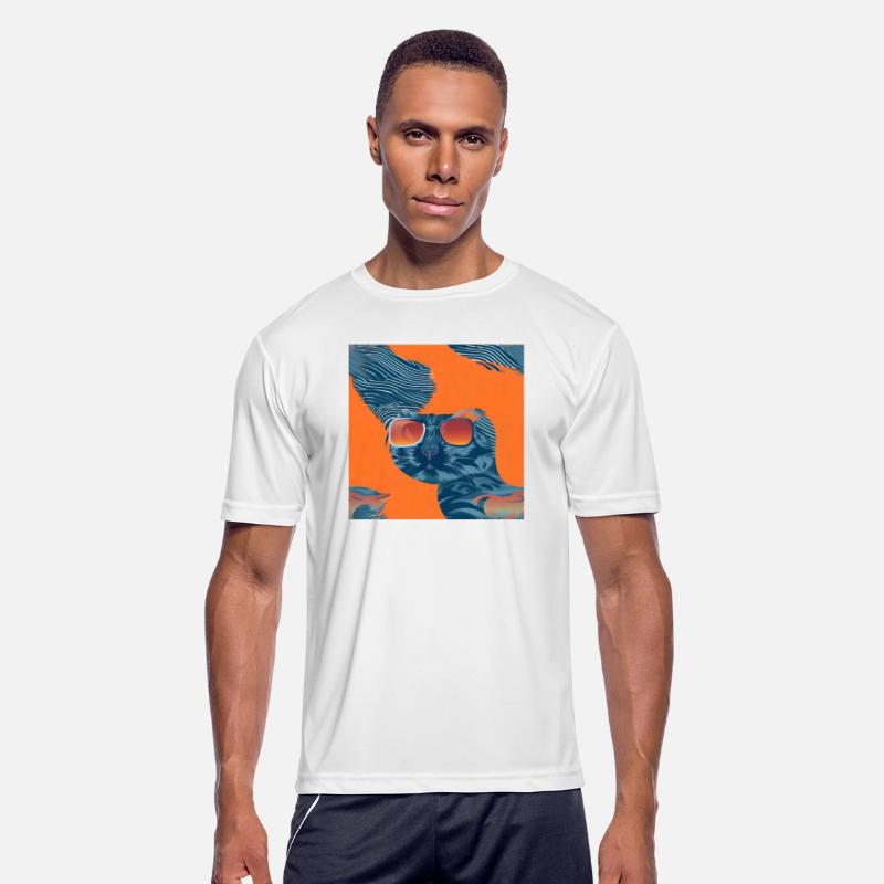 Chic Cat Silhouette: Denim Blue & Sunset Orange Ti