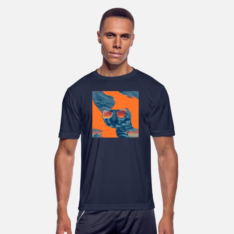 Chic Cat Silhouette: Denim Blue & Sunset Orange Ti