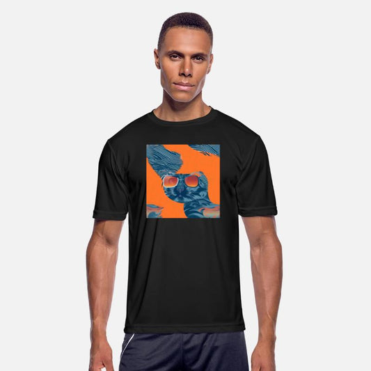 Chic Cat Silhouette: Denim Blue & Sunset Orange Ti
