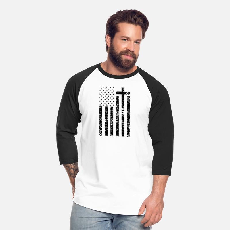 Christian Distressed black USA Flag Cross Have F