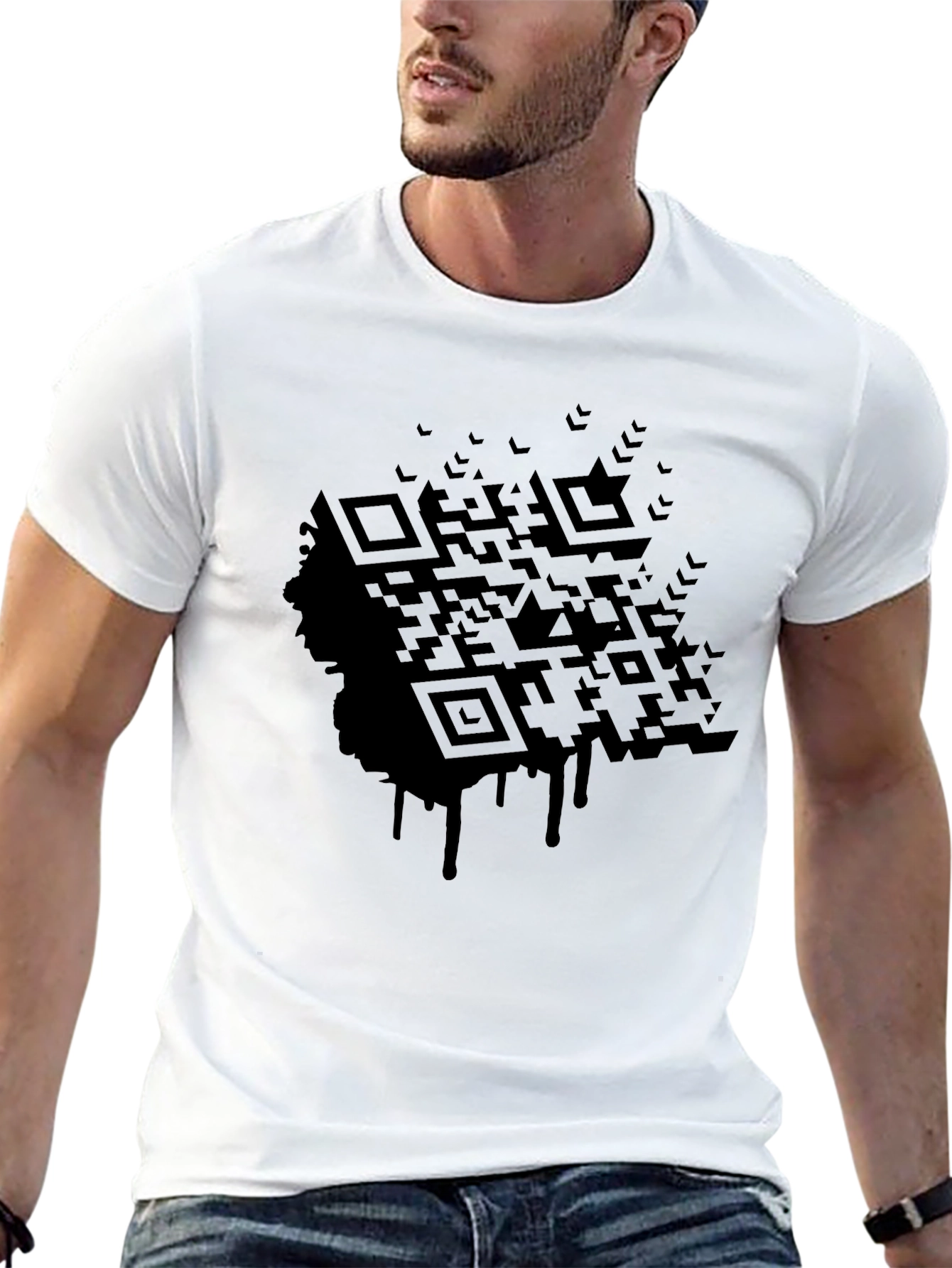 Black QR Code Drip Graphic Tee