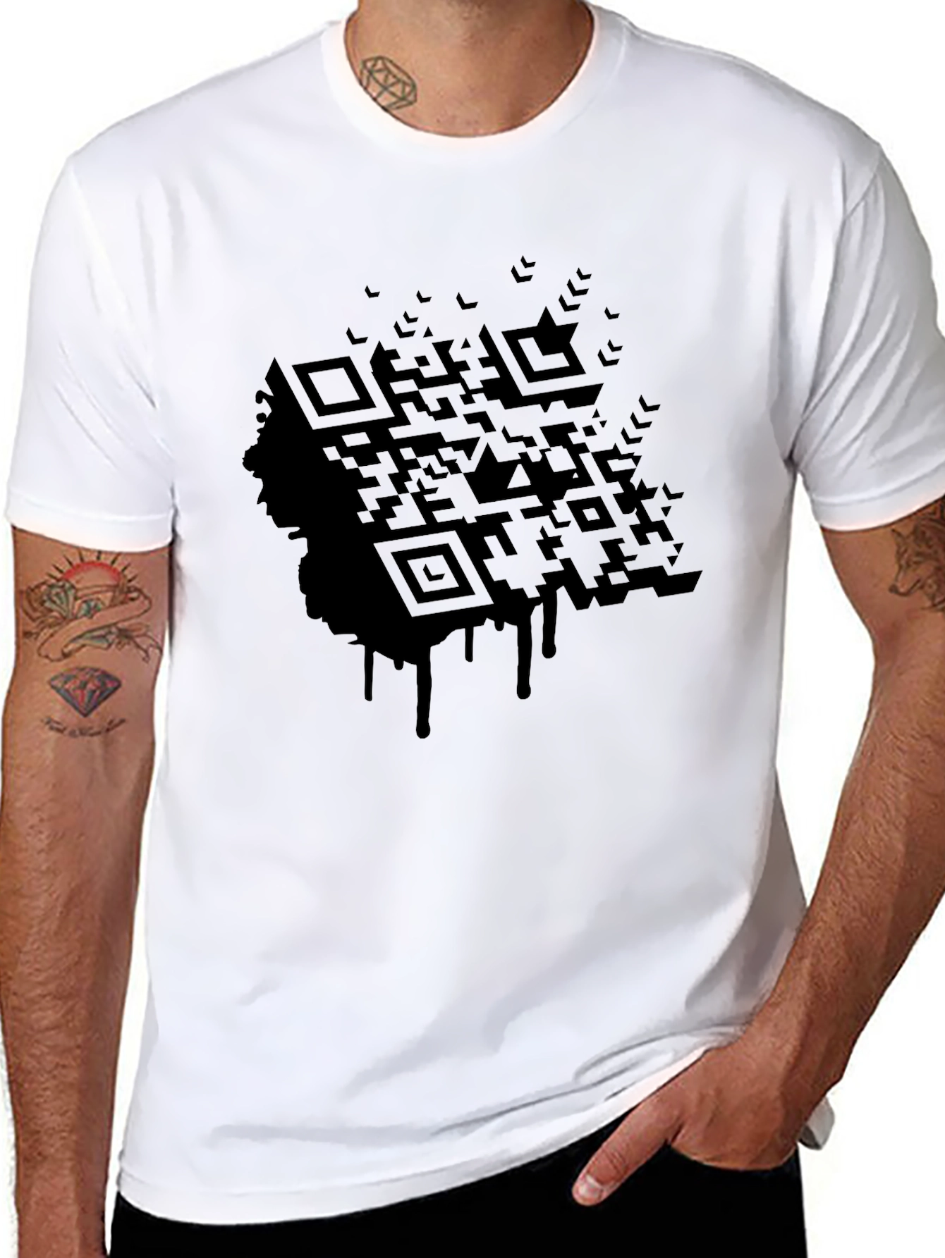 Black QR Code Drip Graphic Tee