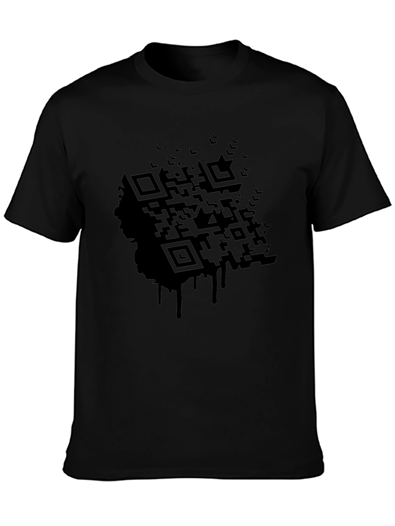 Black QR Code Drip Graphic Tee