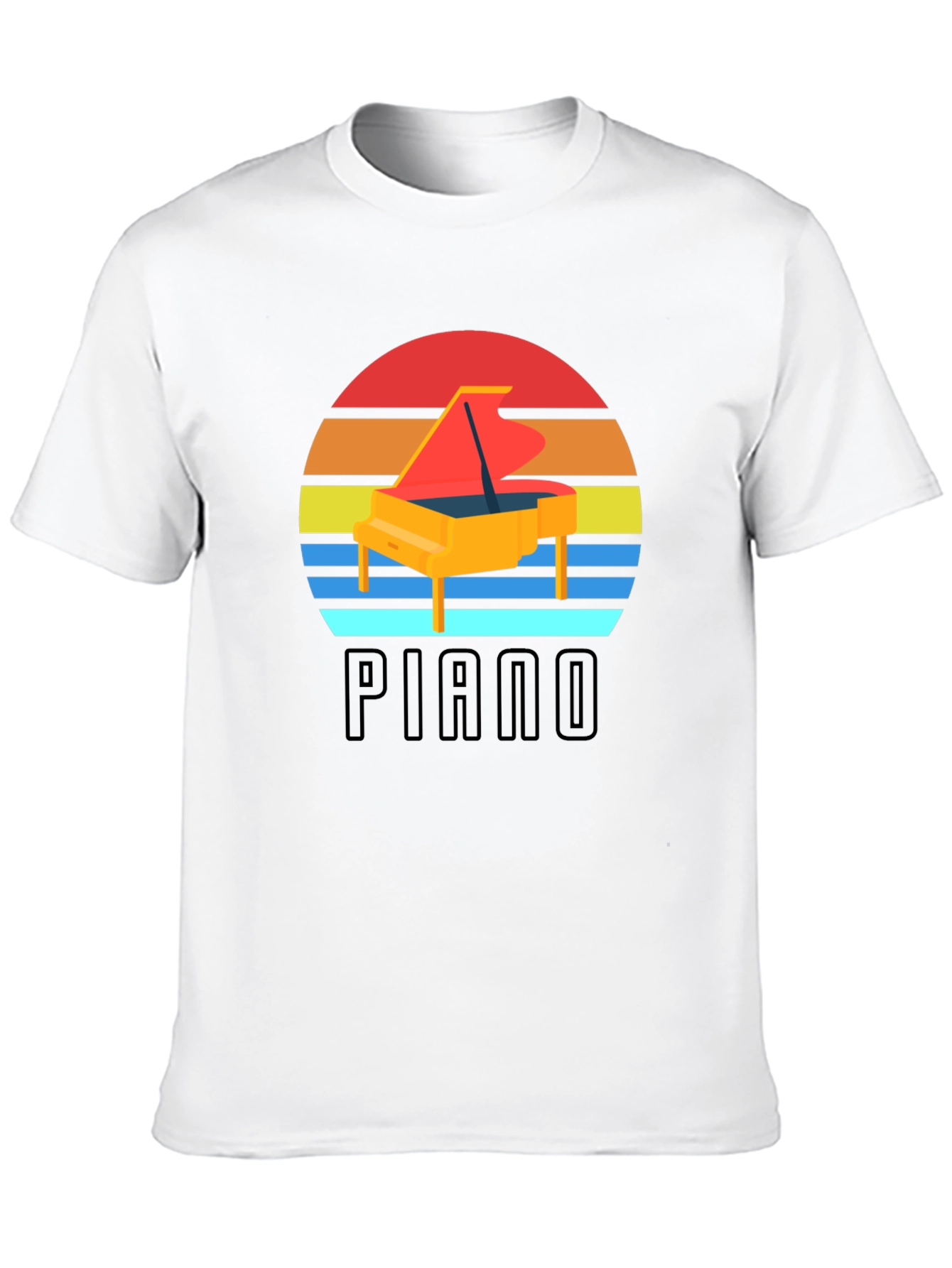 Retro Piano Sunset Graphic Tee - Musician Style