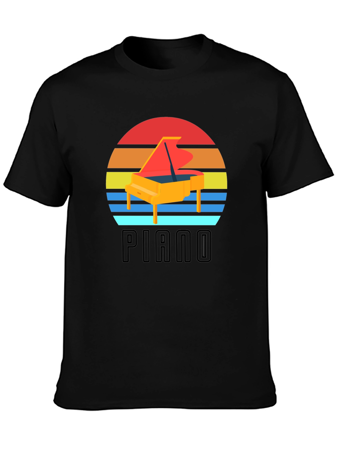 Retro Piano Sunset Graphic Tee - Musician Style