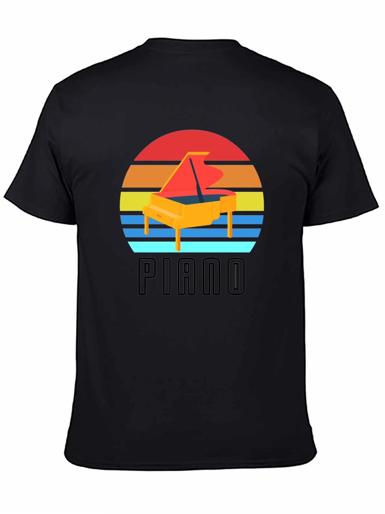 Retro Piano Sunset Graphic Tee - Musician Style