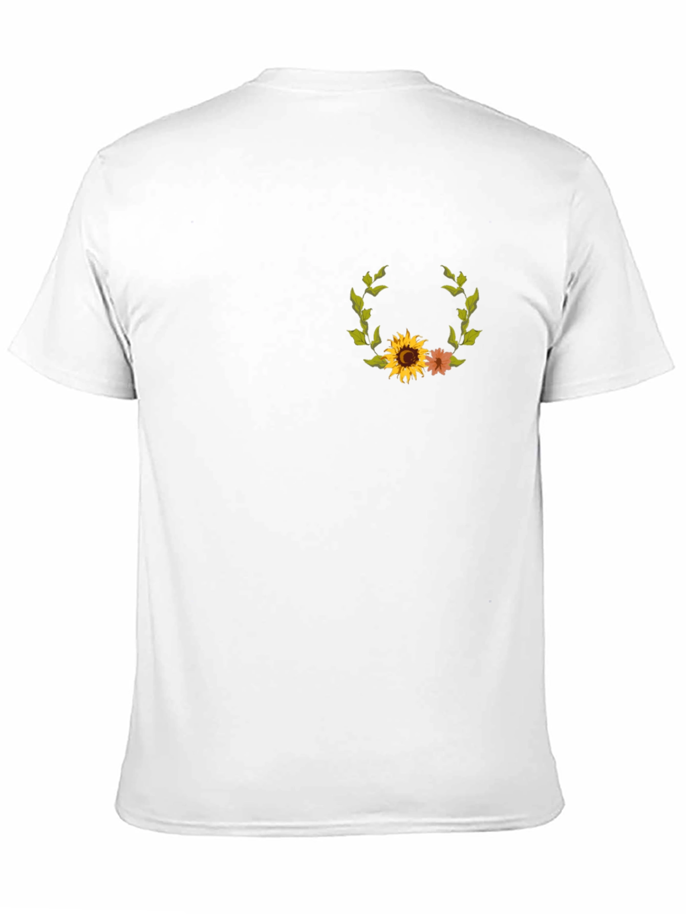 Sunflower Wreath Graphic Tee - Black Cotton Casual Shirt