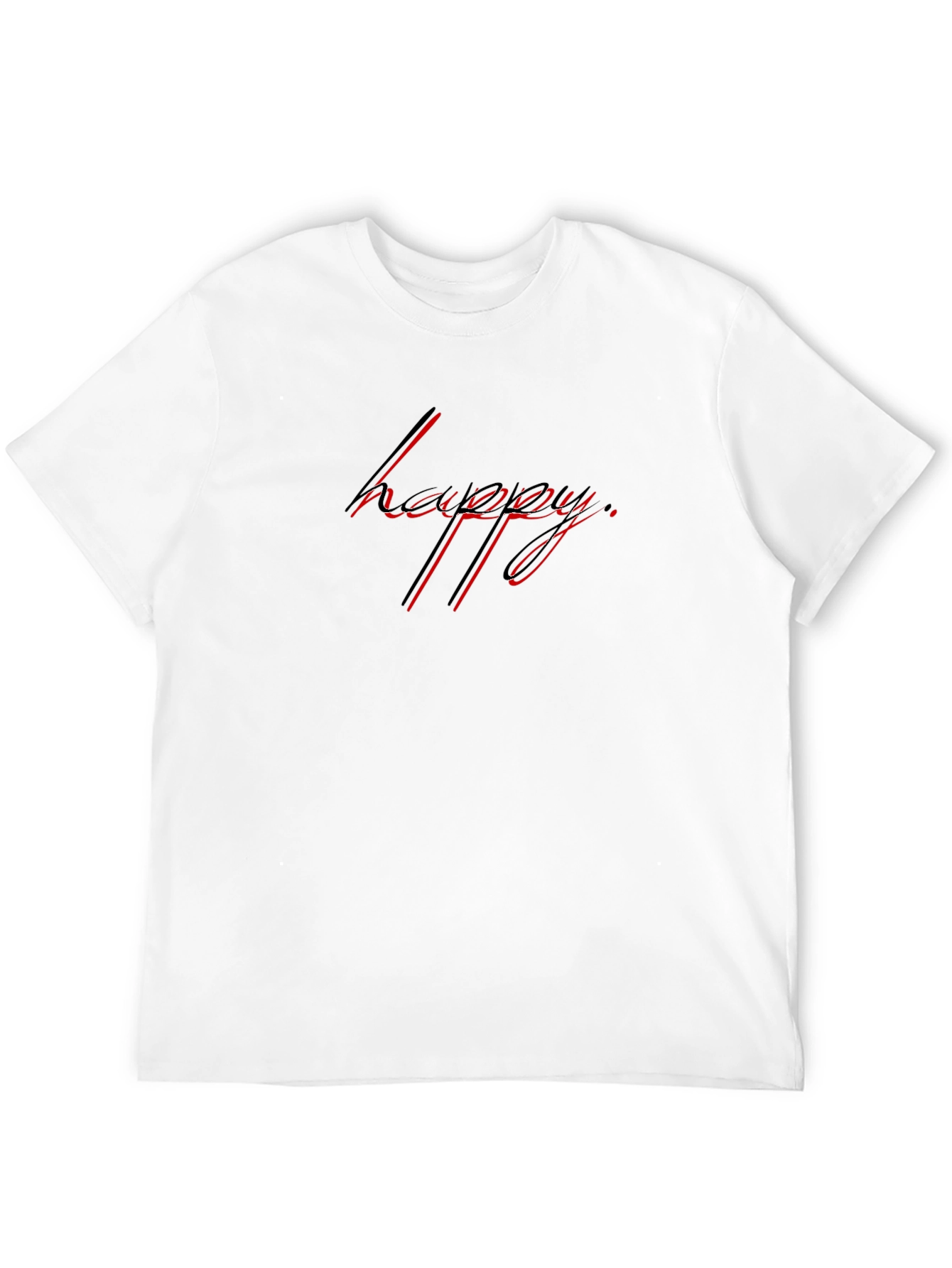 Happy T-Shirt - Black Tee with Red Graphic Print