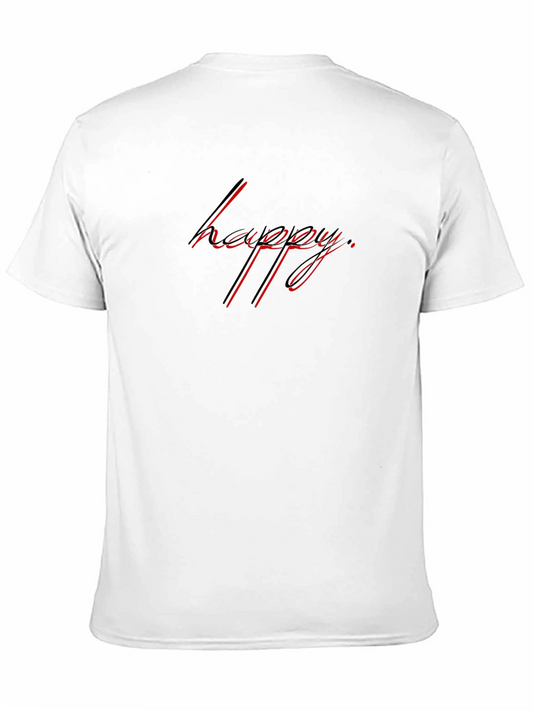Happy T-Shirt - Black Tee with Red Graphic Print