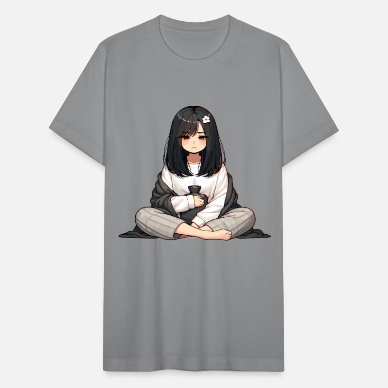Cozy Anime Girl with Hot Drink