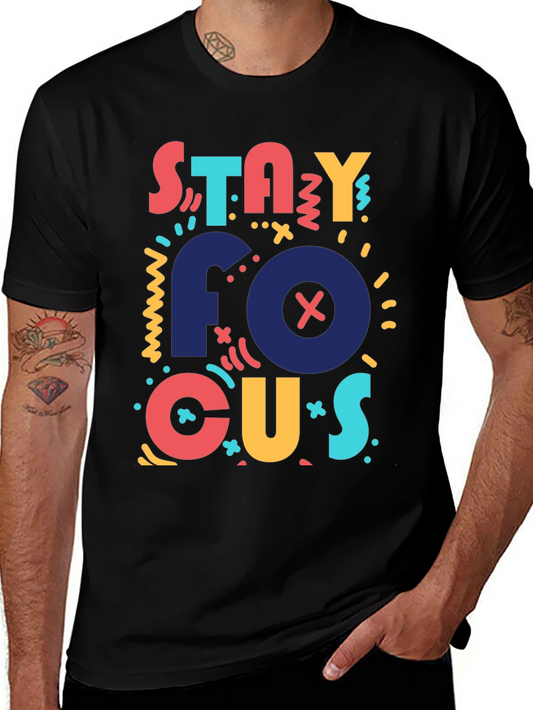 Stay Focused Graphic Tee - Black Casual T-Shirt