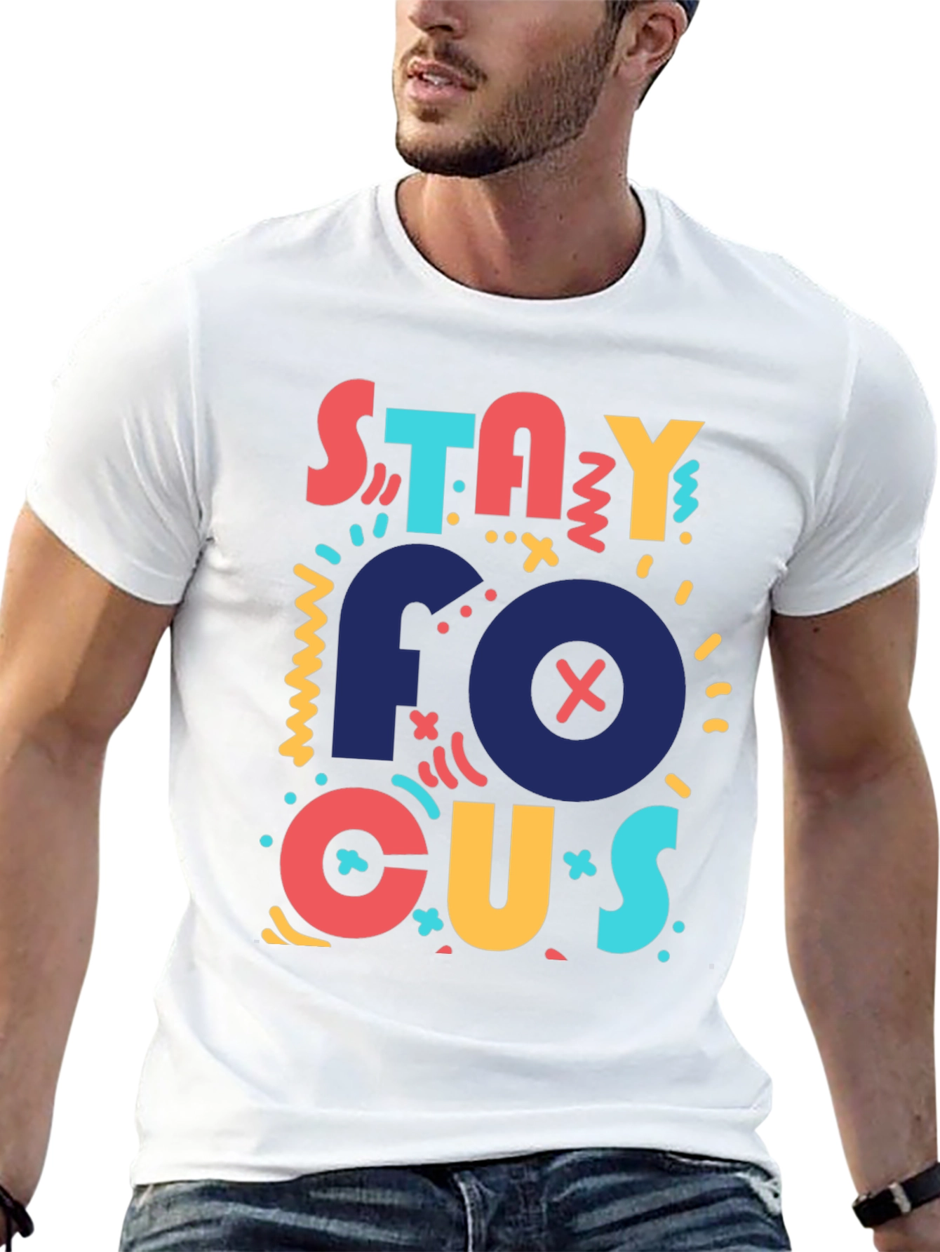 Stay Focused Graphic Tee - Black Casual T-Shirt