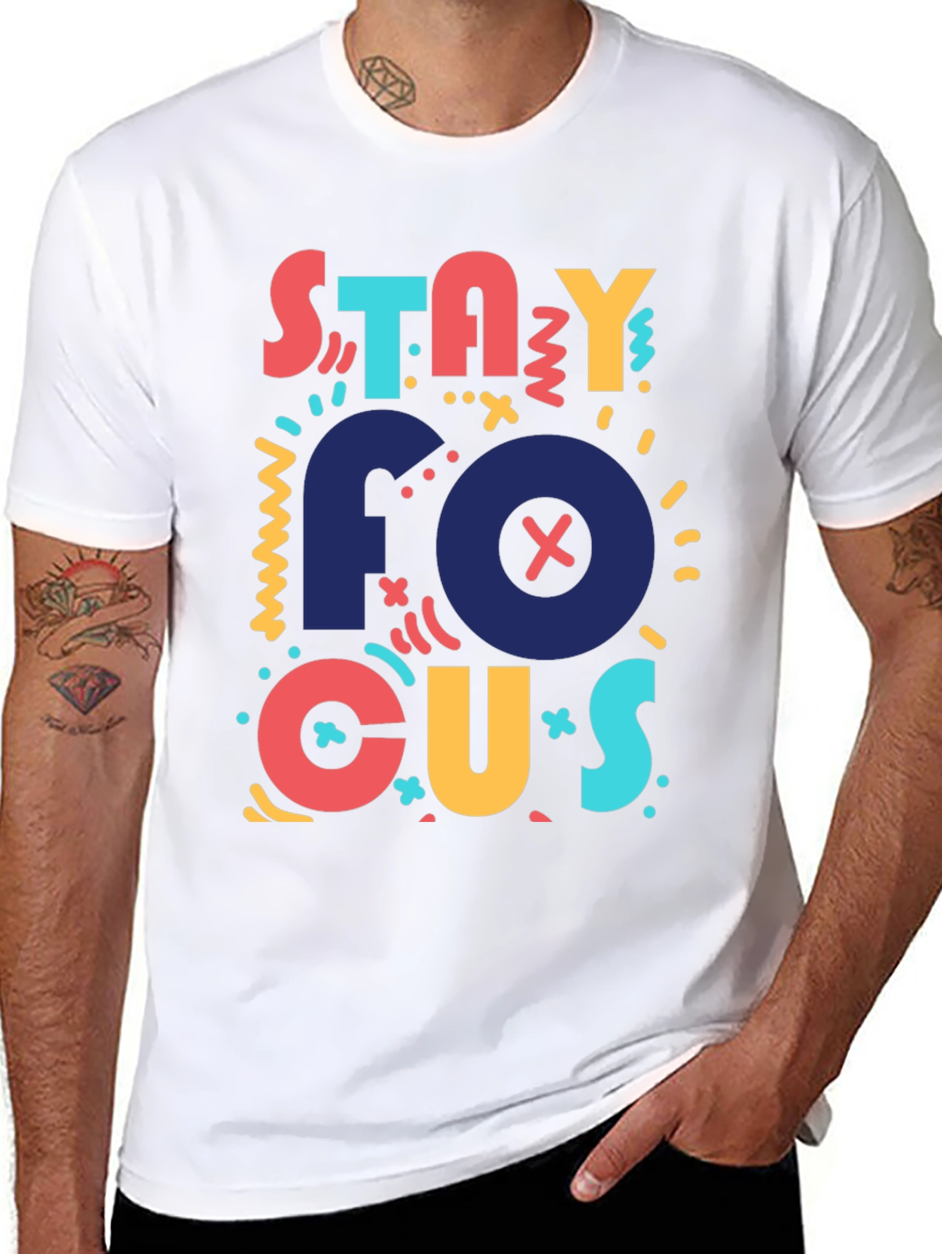 Stay Focused Graphic Tee - Black Casual T-Shirt