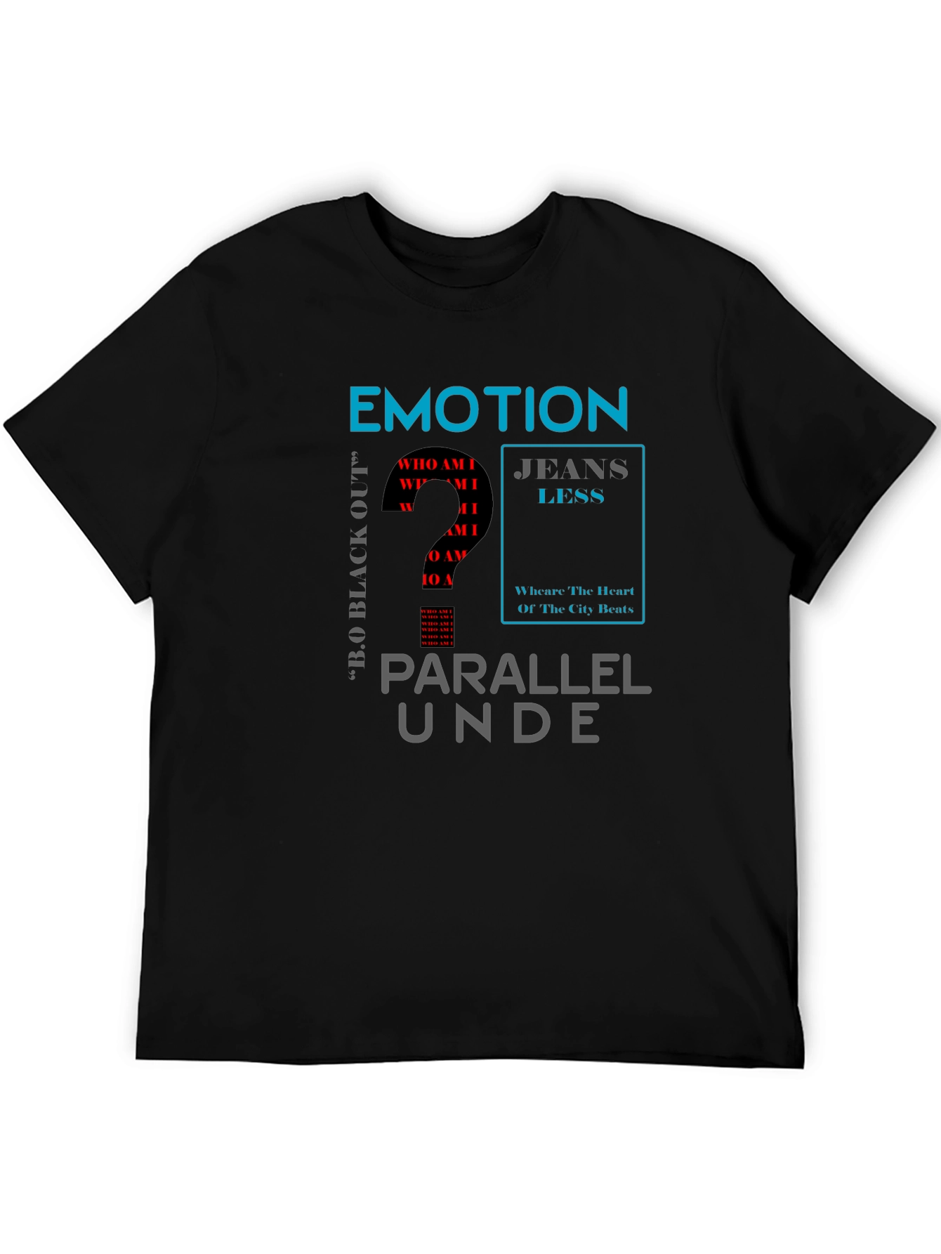 Emotion Parallel Mens Black Graphic T-Shirt